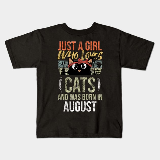 Just A Girl Who Loves Cats And Was Born In April Birthday Kids T-Shirt by Rishirt